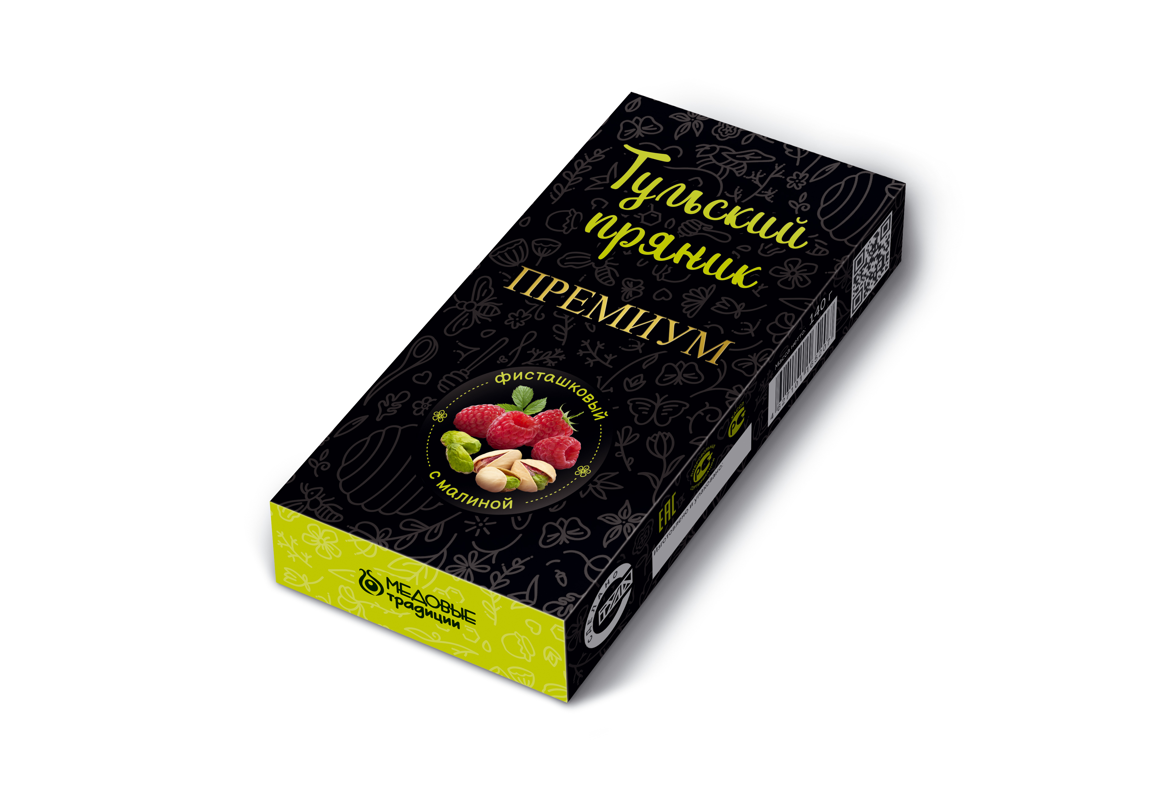 Тульский пряник ПРЕМИУМ «Фисташковый с малиной», 140 гр.